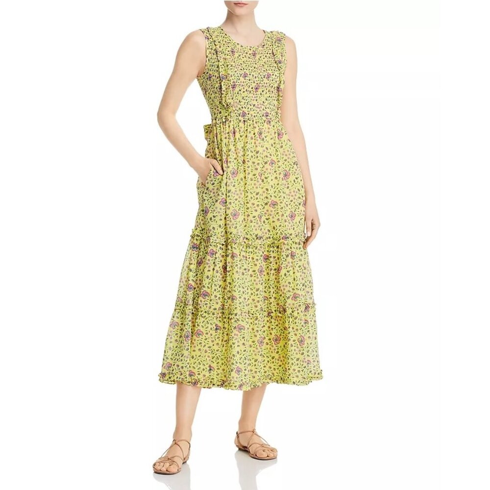 Banjanan Isha Floral Dress in Pansy Blazing Yellow - sz XS